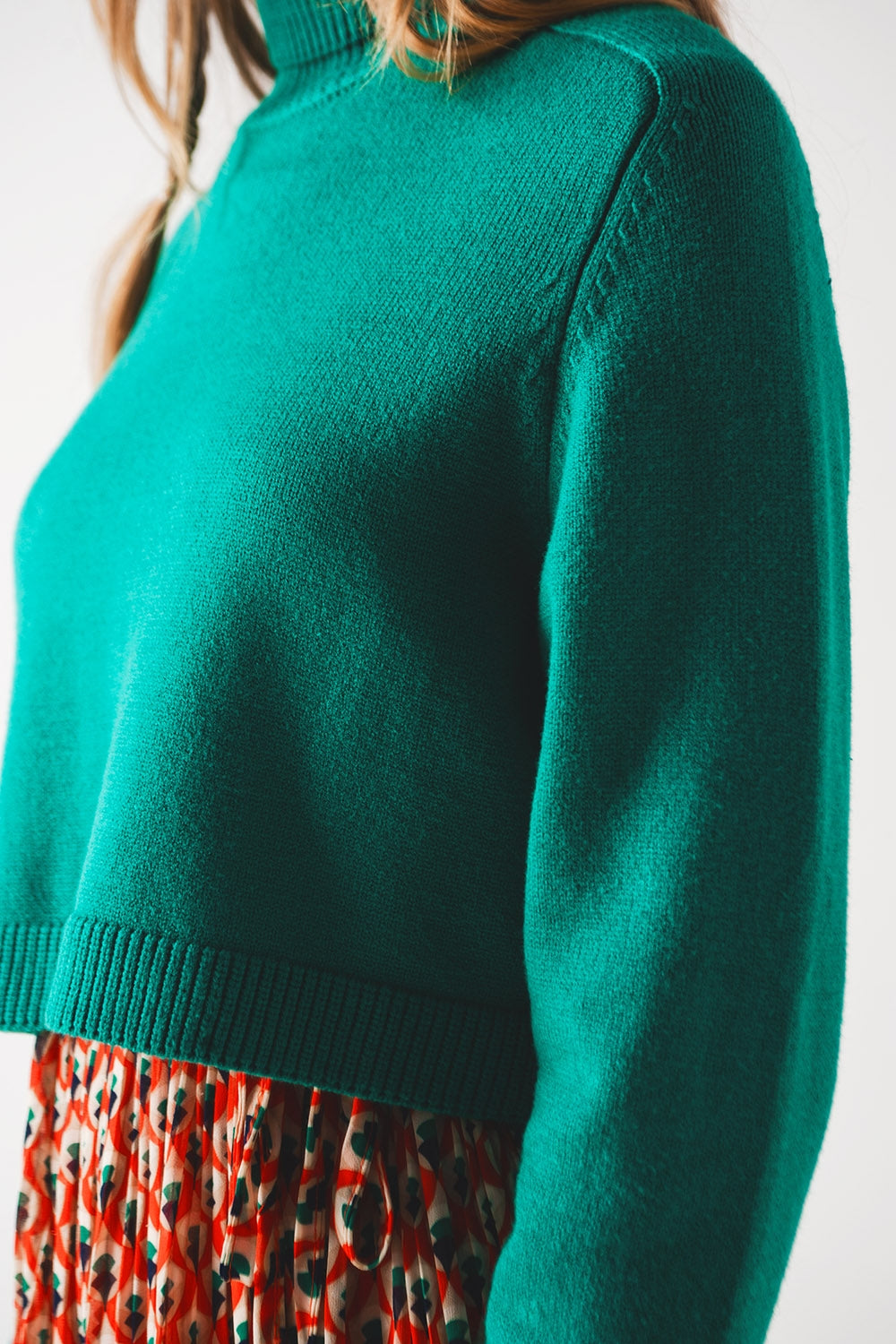 High neck cropped jumper in green Szua Store