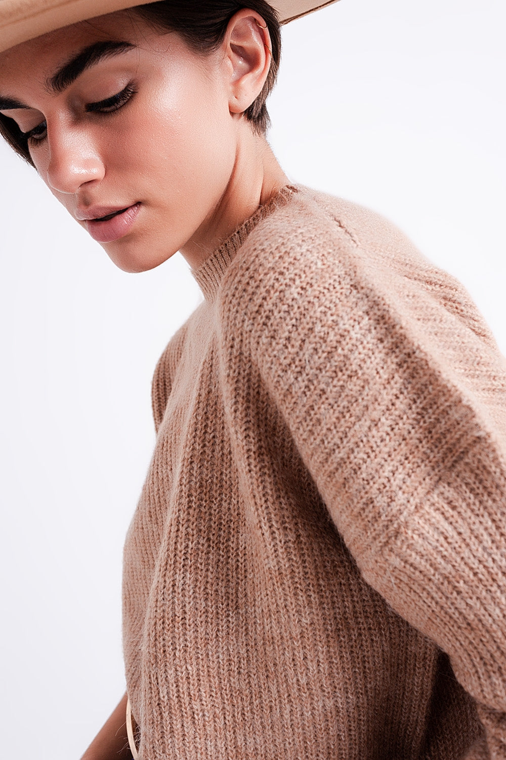 High neck jumper in beige Szua Store