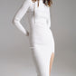 High Neck Maxi Knitted Dress In White