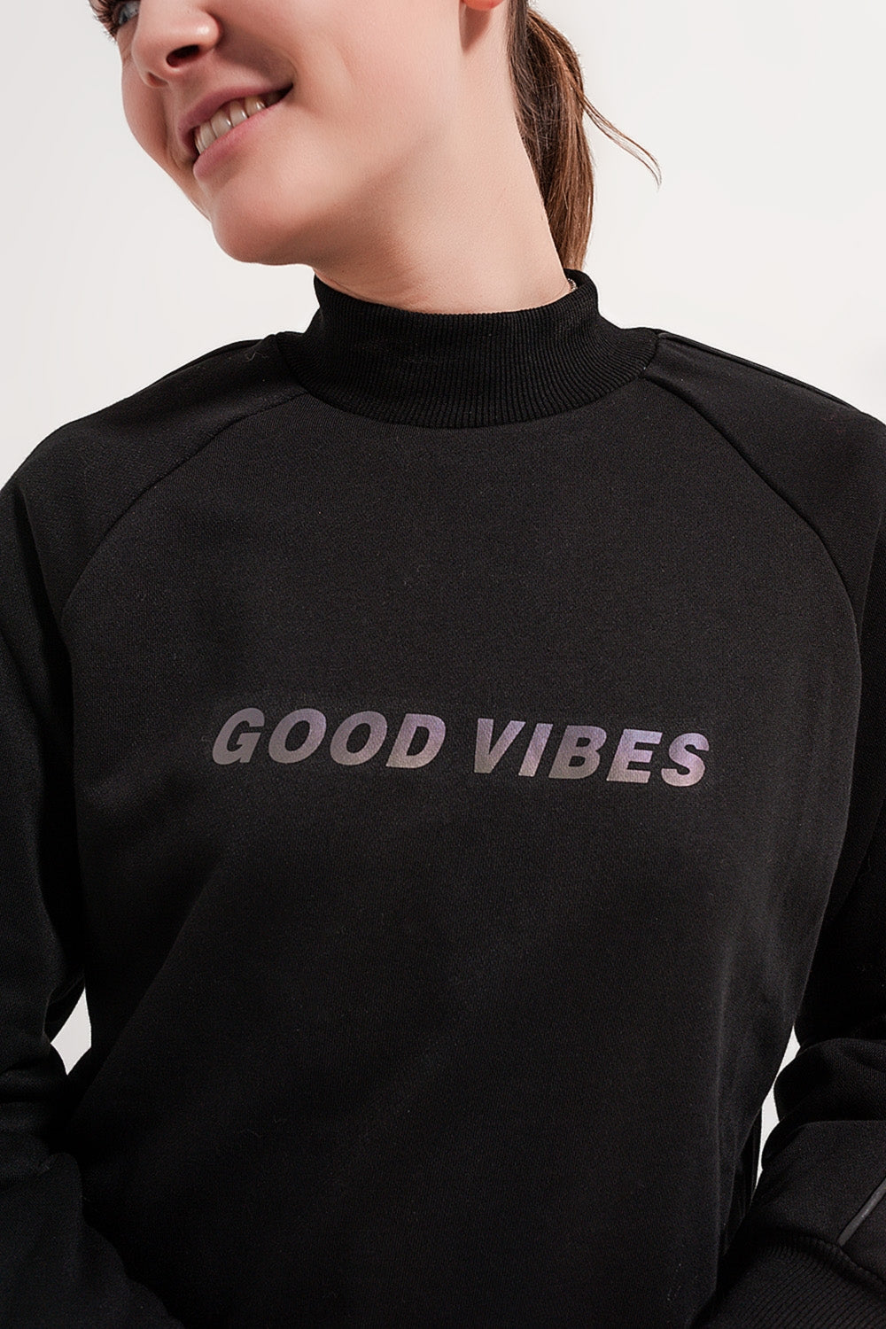 High neck sweatshirt in black Szua Store