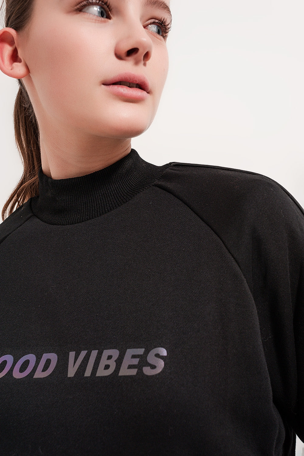 High neck sweatshirt in black Szua Store