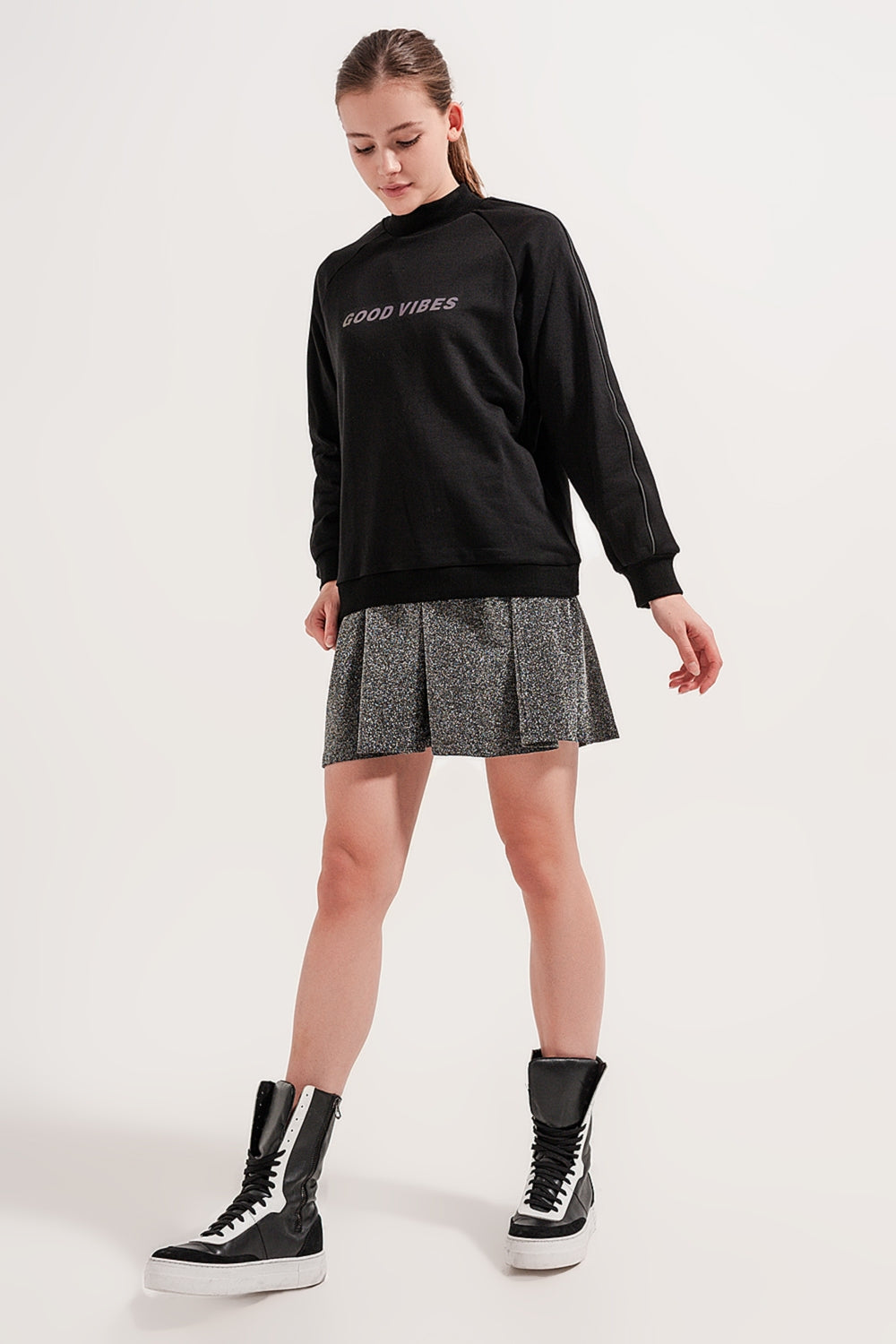 High neck sweatshirt in black Szua Store