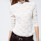 Q2 High Neck Top With Embroided Flowers And Scallop Details in White