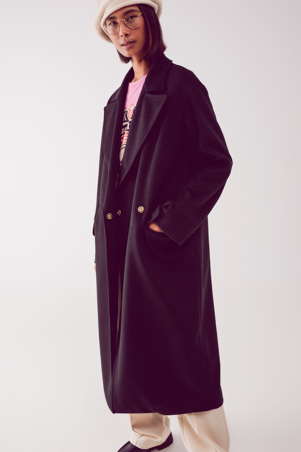 High quality Double breasted formal coat in black Szua Store