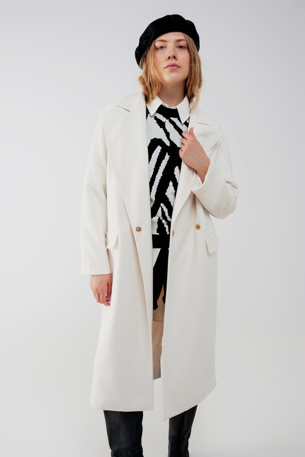 High quality Double breasted formal coat in cream Szua Store