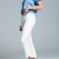 High Rise Basic Flared Jeans In White
