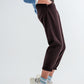 High rise jeans with pleat front in brown Szua Store
