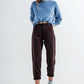 High rise jeans with pleat front in brown Szua Store