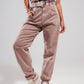 High rise jeans with pleat front in pink Szua Store