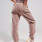 High rise jeans with pleat front in pink Szua Store