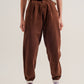 High rise mom jeans with pleat front in brown Szua Store