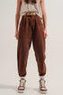 High rise mom jeans with pleat front in brown Szua Store