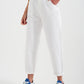 High rise mom jeans with pleat front in white Szua Store
