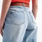 High rise relaxed jeans with pleat front in bleach wash Szua Store