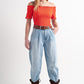 High rise relaxed jeans with pleat front in bleach wash Szua Store