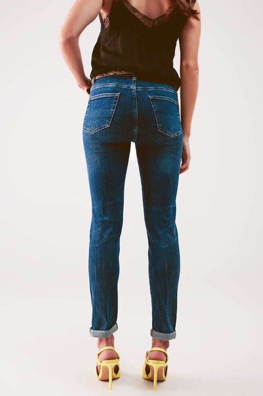 High rise skinny jeans in midwash blue Szua Store