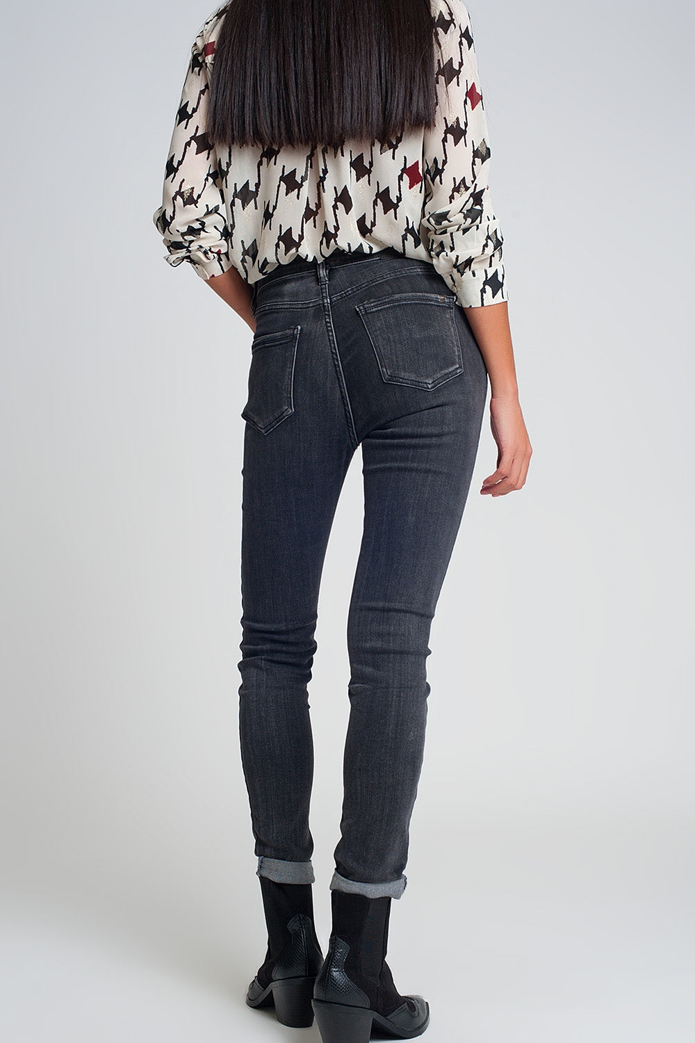 High rise skinny jeans in washed black Szua Store