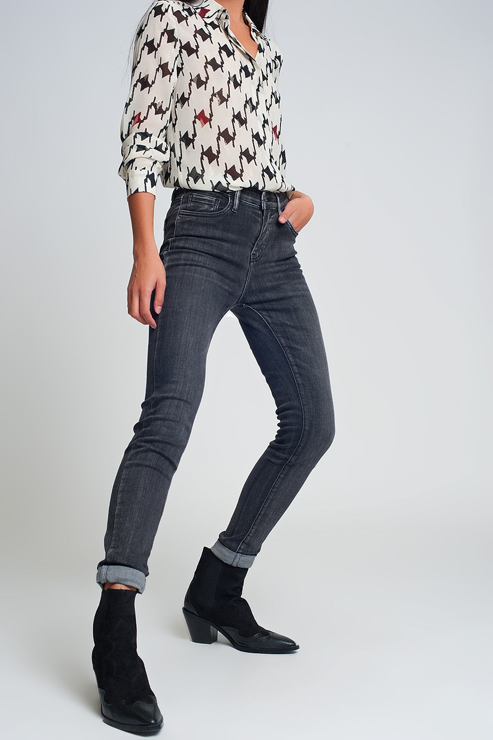 High rise skinny jeans in washed black Szua Store
