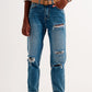 High rise slim mom jeans in midwash with rips Szua Store