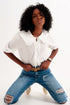 High rise slim mom jeans in midwash with rips Szua Store