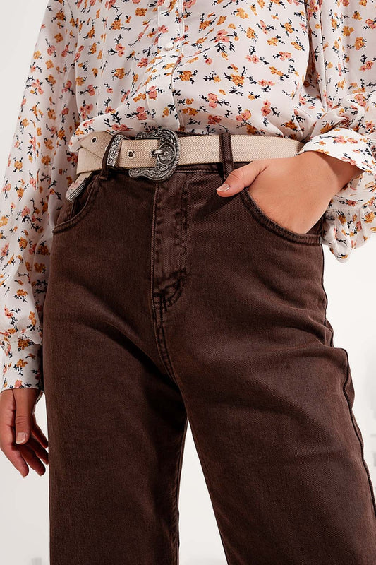 High rise slouchy mom jeans in chocolate Szua Store