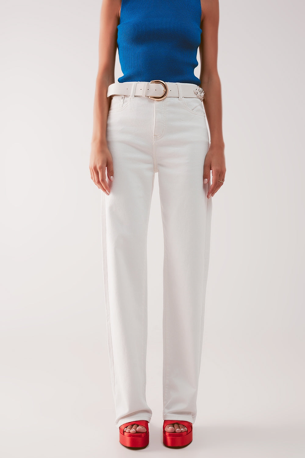 High rise slouchy mom jeans in cream Szua Store