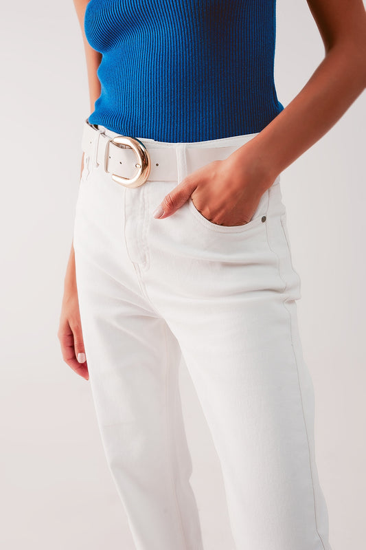 High rise slouchy mom jeans in cream Szua Store