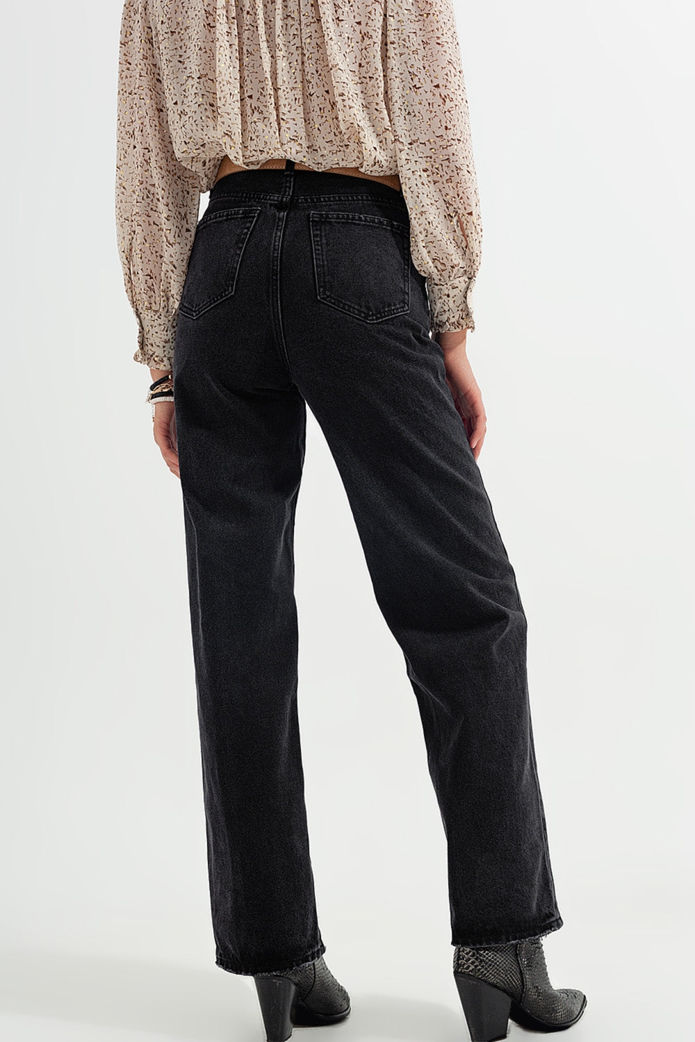 high rise straight jeans in washed black Szua Store