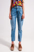 High rise straight leg belt detail jeans in light wash Szua Store