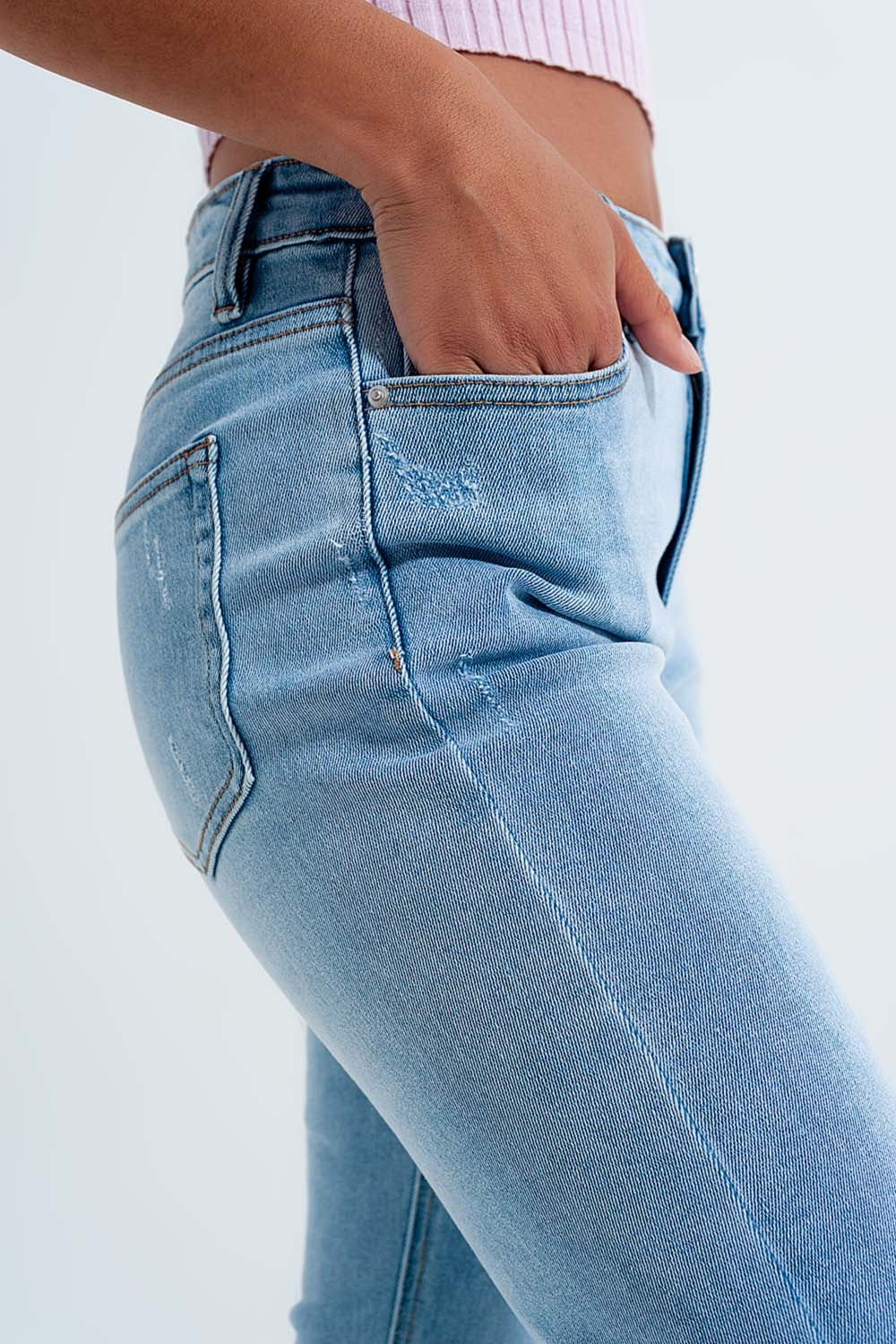 High rise vintage skinny jeans in light wash Szua Store