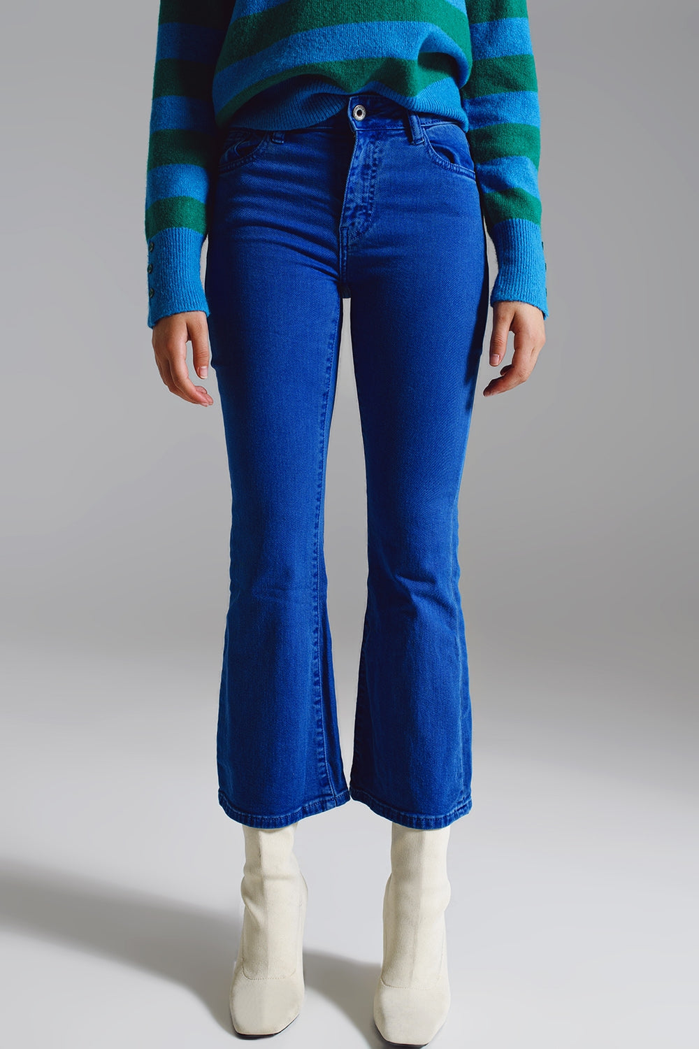 Q2 High waist flair jeans in blue