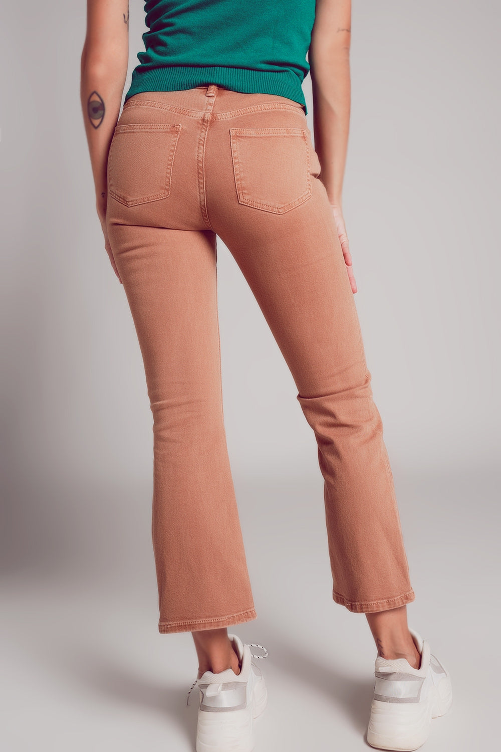 High waist flare jean in camel Szua Store