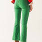 High waist flare jean in green - Szua Store