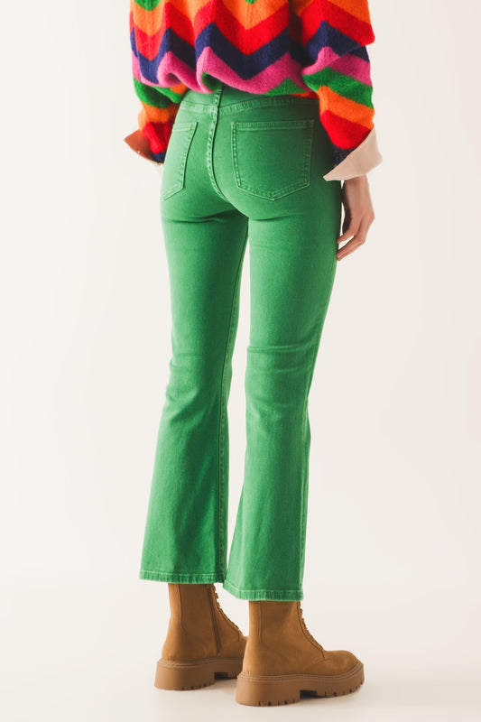 High waist flare jean in green - Szua Store