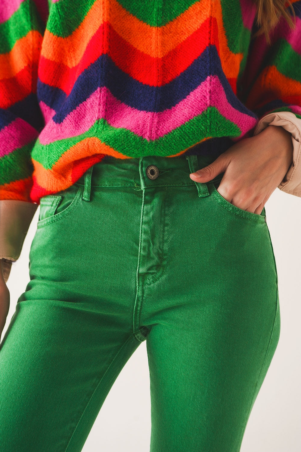 High waist flare jean in green - Szua Store