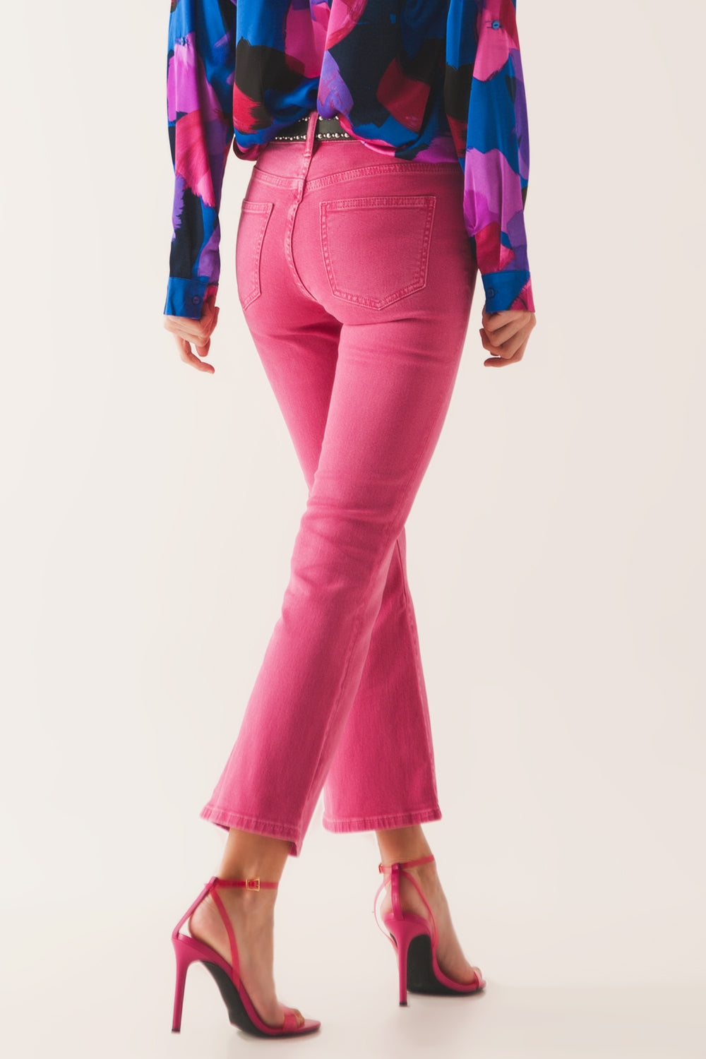 High waist flare jean in pink - Szua Store