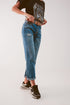 High waist jean with thigh slash in midblue Szua Store