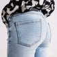 High waist jeans with slit hem in vintage wash Szua Store