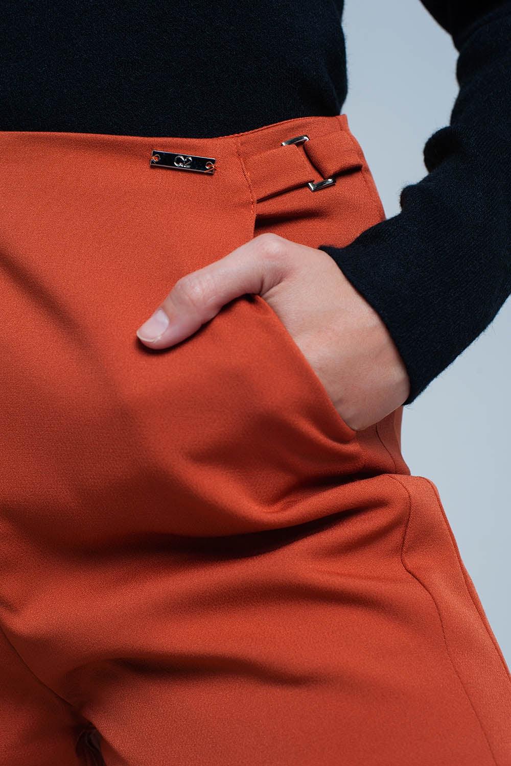 High waist orange shorts Szua Store