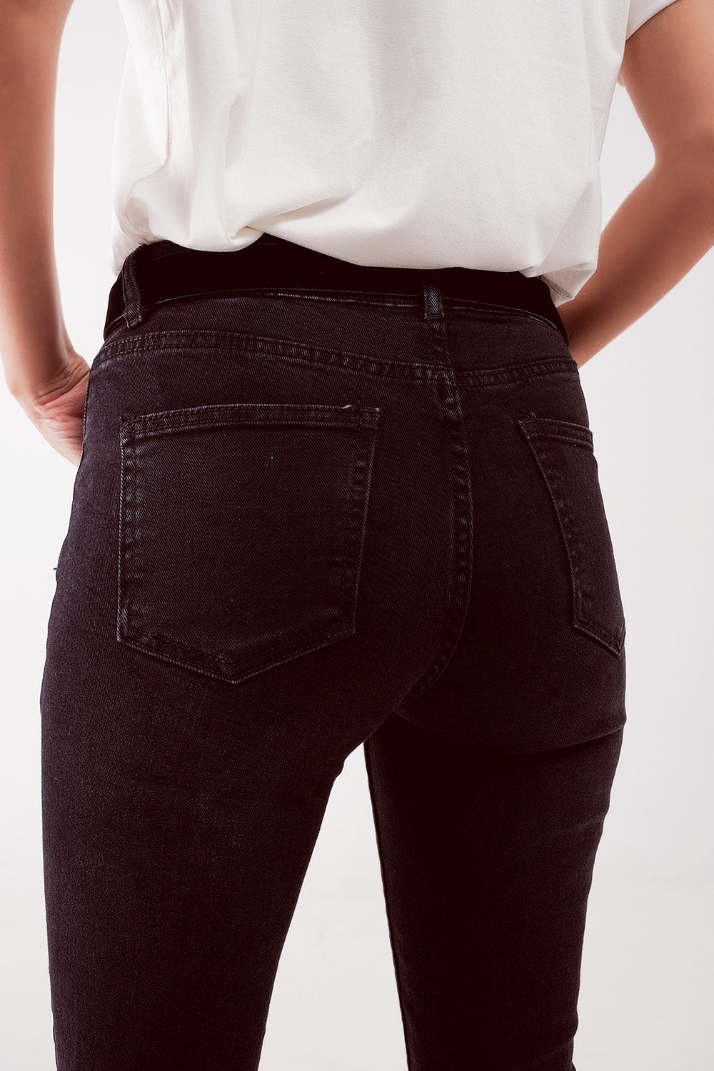 High waist ripped skinny jeans in black Szua Store