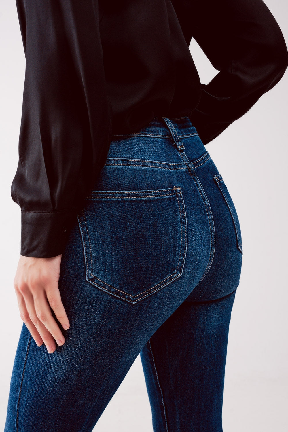 High waist ripped skinny jeans in midwash blue Szua Store