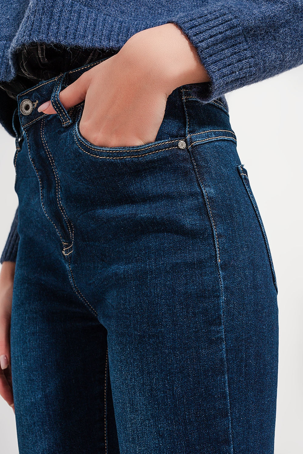 High waist skinny fit jeans in dark blue Szua Store