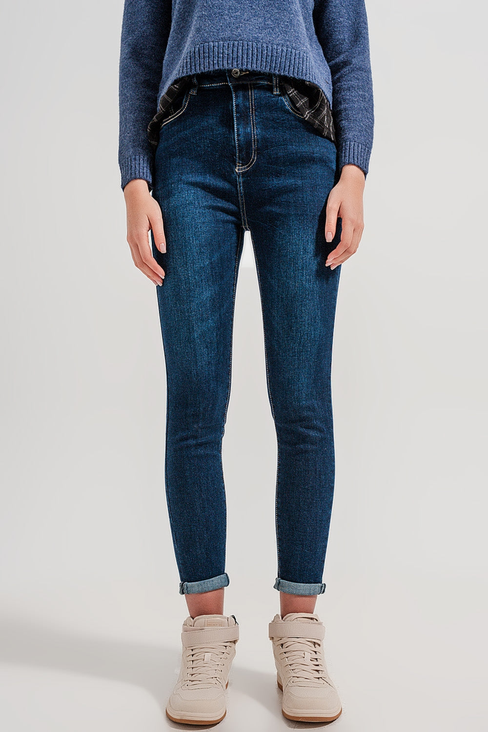 High waist skinny fit jeans in dark blue Szua Store