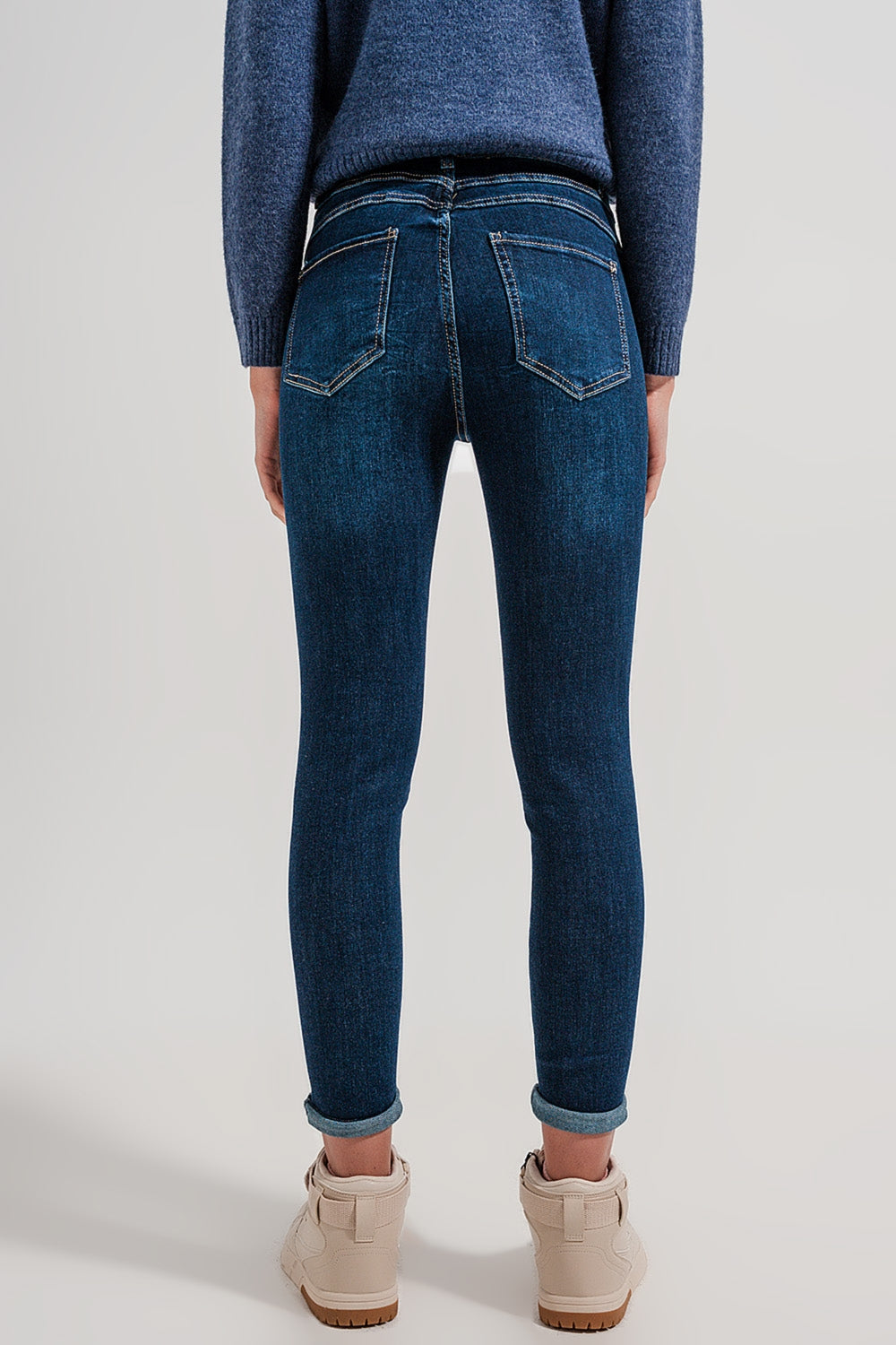 High waist skinny fit jeans in dark blue Szua Store