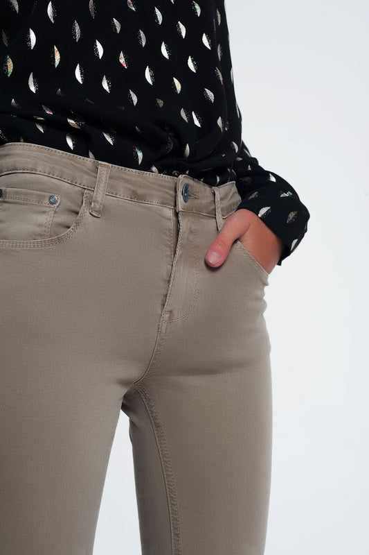 high waist skinny jeans in beige Szua Store