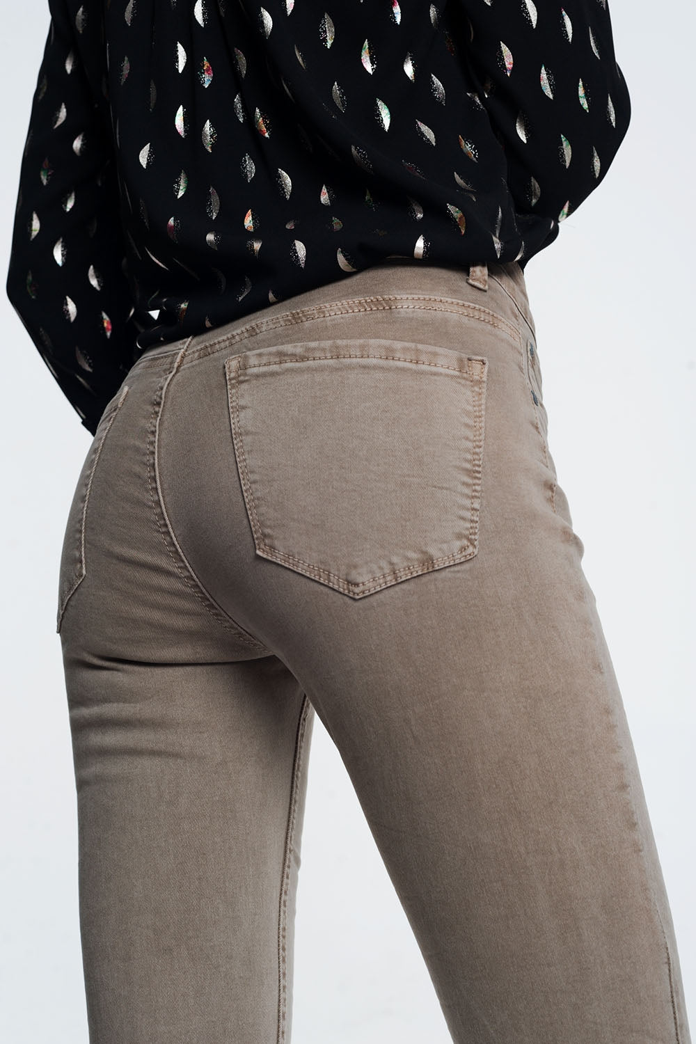 high waist skinny jeans in beige Szua Store