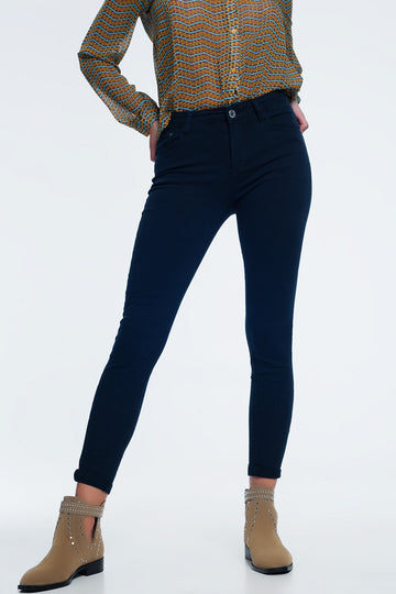high waist skinny jeans in navy Szua Store