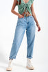 High waist straight leg jeans in light wash Szua Store