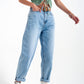 High waist straight leg jeans in light wash Szua Store