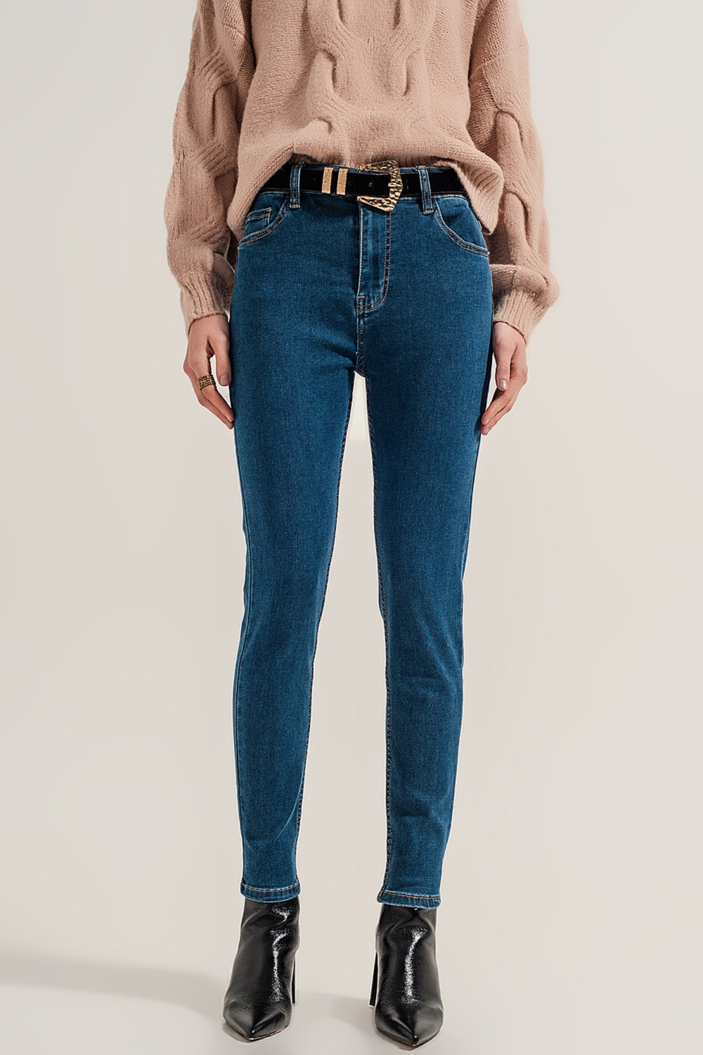 High waist super skinny jeans in medium blue Szua Store